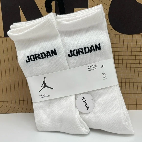 Jordan Athletic White Crew Socks - 6 Pair - Picture 4 of 16